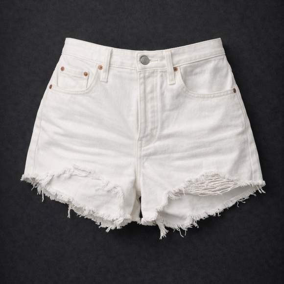 Levi's Pants - Levi's White Frayed Hem Jean Shorts
